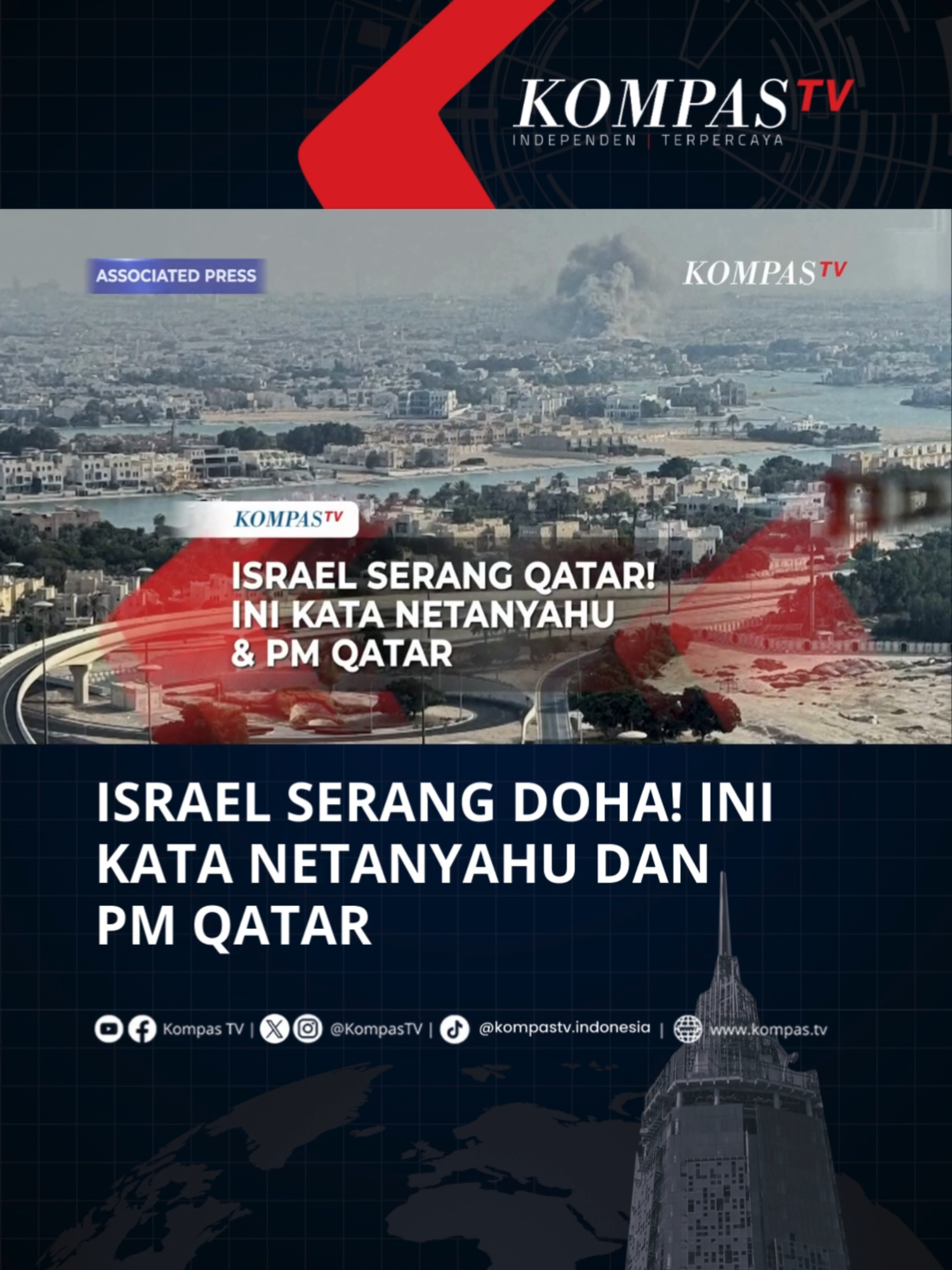 Israel menyerang wilayah Doha, Qatar pada Selasa (9/9/2025). Terkait hal ini, PM Israel, Netanyahu mengatakan bahwa serangan ini dengan menargetkan Hamas. Perdana Menteri yang juga Menlu Qatar, Sheikh Mohammed bin Abdulrahman Al Thani mengecam serangan Israel ke Doha dan menyebutnya sebagai tindakan 
