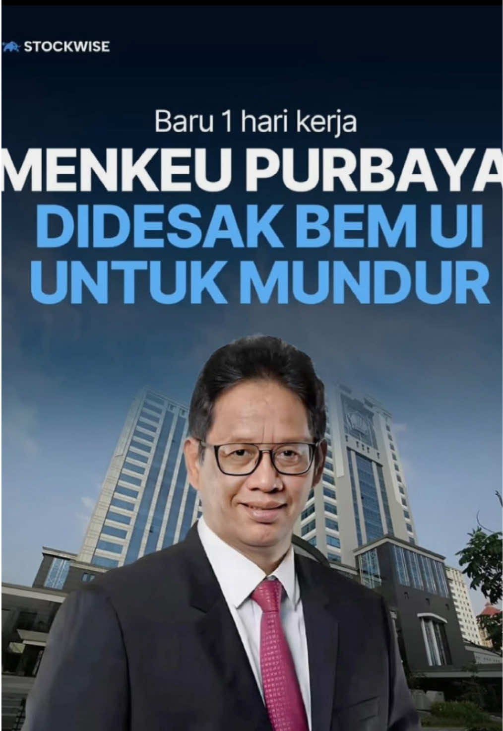 🚨BREAKING NEWS- Baru dilantik Menkeu langsung di demo.  🗞️ Badan Eksekutif Mahasiswa Universitas Indonesia (BEM UI) menyinggung pernyataan Menteri Keuangan yang baru, Purbaya Yudhi Sadewa. Ketua BEM UI Atan Zayyid Sulthan Rahman menyebut pernyataan itu merendahkan aspirasi mahasiswa. “Menteri Keuangan baru diganti sehari, dia sudah menyatakan bahwa masyarakat itu, tuntutan 17+8 hanya sebagian kecil. Bahkan mendiskreditkan kami denan bilang kalau sudah makan enak, maka tidak akan demo. #andryhakim #demo #menterikeuangan #stockwise #ihsg 