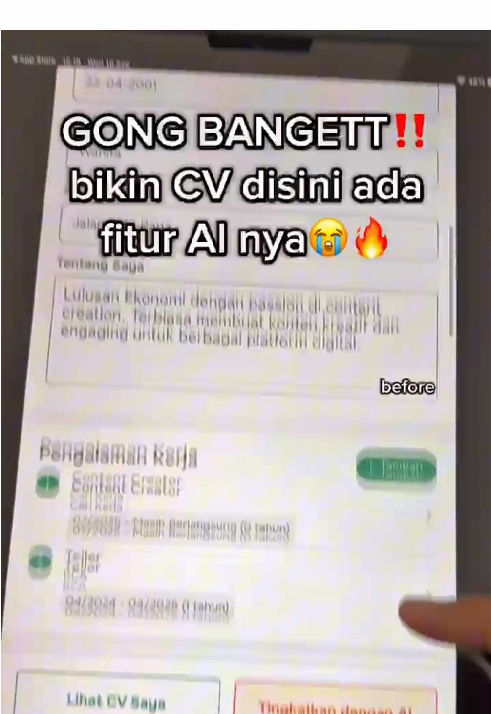 Bingung nulis ‘Tentang Saya’ atau 'Pengalaman Kerja'? Fitur Tingkatkan AI siap bantu! Tinggal klik, beres deh 💥 #RekrutmenAntiRibet #CariKerja #JobPortalIndonesia #PlatformJobPortal #FiturAI 