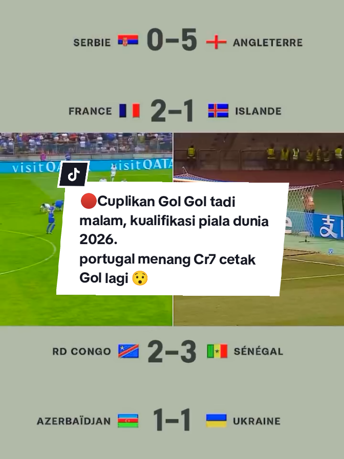 Cuplikan Gol pertandingan tadi malam (kualifikasi piala dunia 2026)(9-10september 2025) #fypviral #fyppppppppppppppppppppppp #kualifikasipialadunia2026 #portugal #hasilbolatadimalam 
