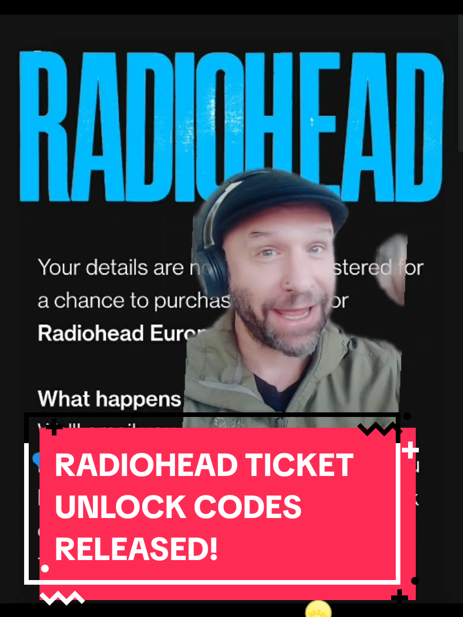 Radiohead tickets unlock codes for their European tour will be with all successful people by 10pm UK time today. Wednesday 10th September. Have you already received your unlock code email letting you know if you were successful or not? let us know in the comments so we see real time, when they're released. #radiohead #tickets #tour #radioheadcreep #musicnews 