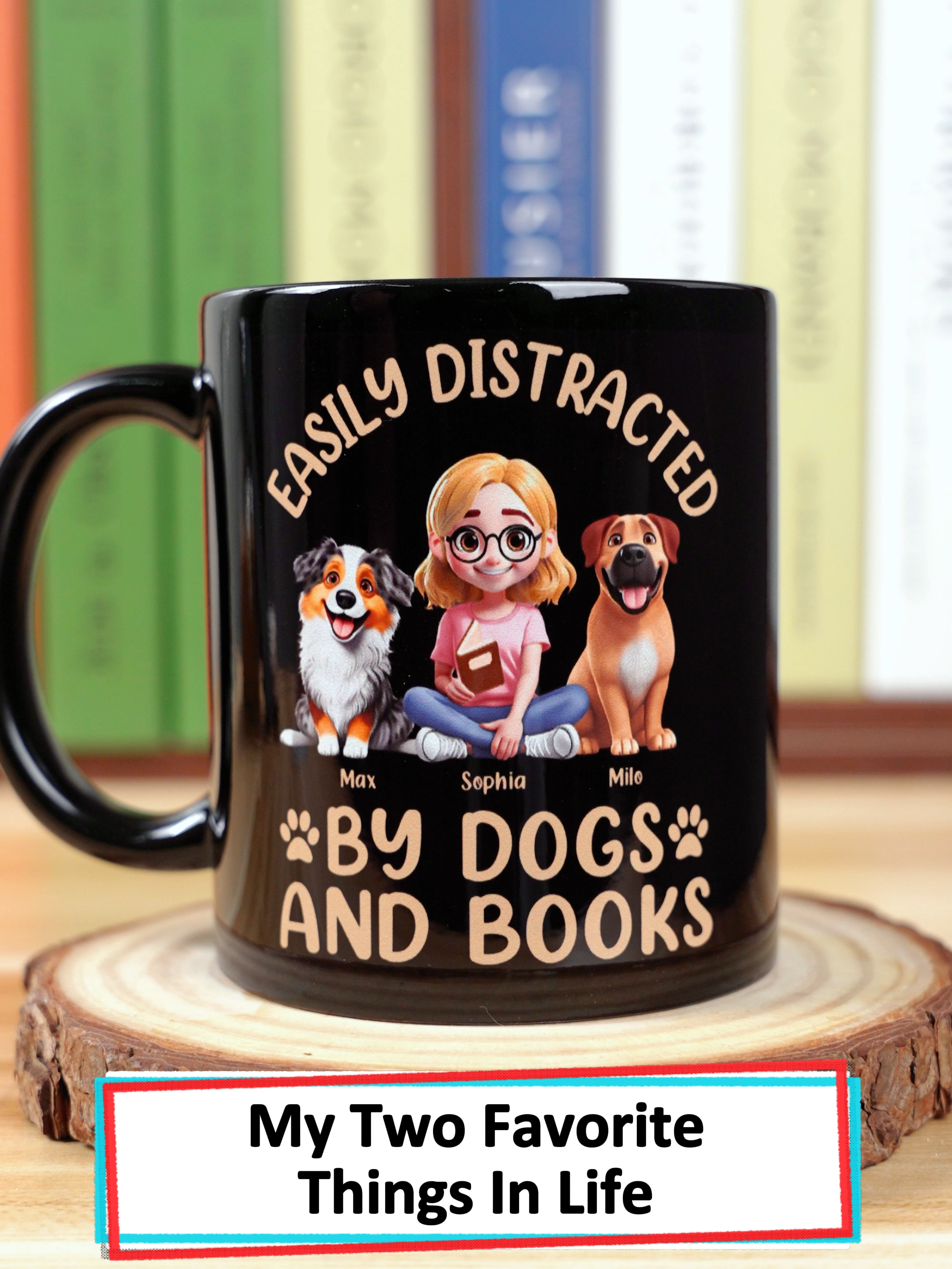 Sipping from this mug like I'm not getting distracted by every fluffy tail and plot twist 🐶📘 #wanderprints #personalized #gifts #doglover #booklover