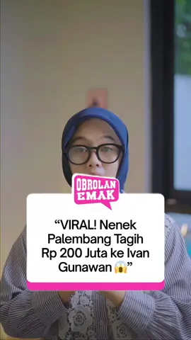 “Viral! Oma Nino, nenek asal Palembang, tagih bantuan Rp 200 juta ke Ivan Gunawan. Awalnya Igun sempat janji membantu, tapi akhirnya beliau klarifikasi tidak bisa karena banyak keperluan lain.   👉 Sumber: kumparan.   Kalau menurut ibu-ibu, wajar nggak kalau janji bantuan sebesar itu nggak bisa direalisasi? 🤔”   ⸻   #IvanGunawan #OmaNino #BeritaViral #GosipEmakEmak #BeritaArtis #FYP #ViralTikTok #ObrolanEmak