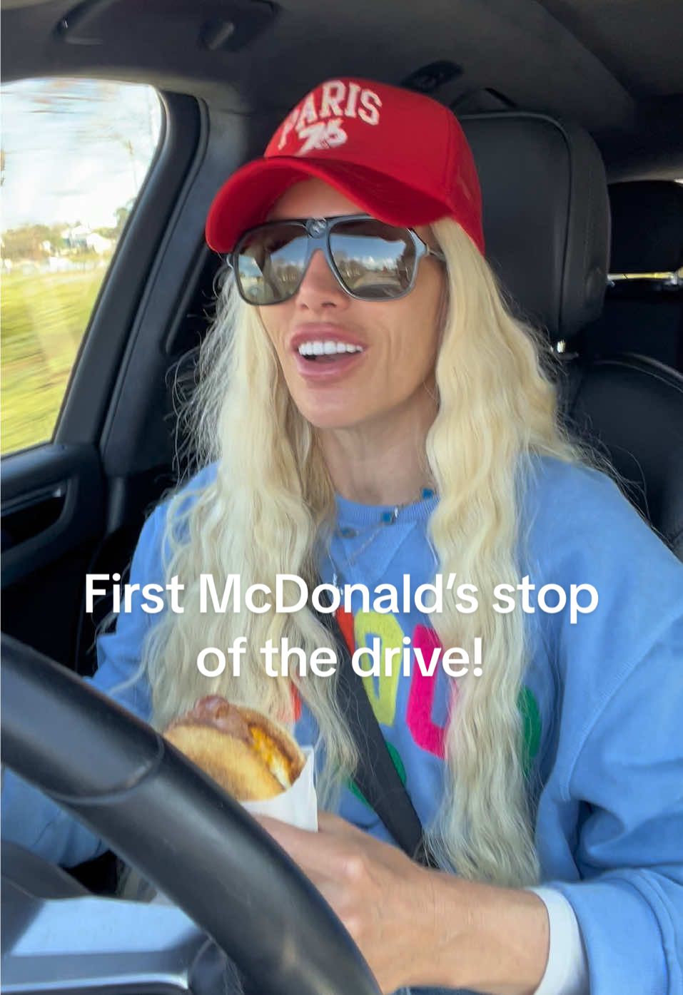 Road trip! First McDonald’s stop of the drive! I am starving! Eating, driving and talking rubbish!  #fyp #foryou #posrsche  #car #genx 