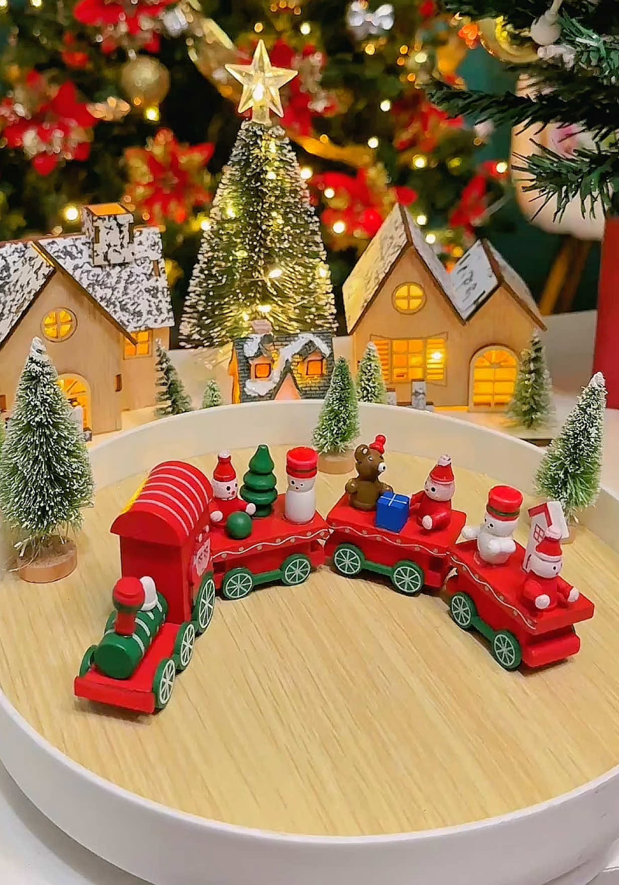 Holiday decors na mura? Get it off-peak! Wooden Christmas Train 🚂🎄🎅✨ #Christmastrain #christmasdecor #christmas #woodentrain #christmasornaments 