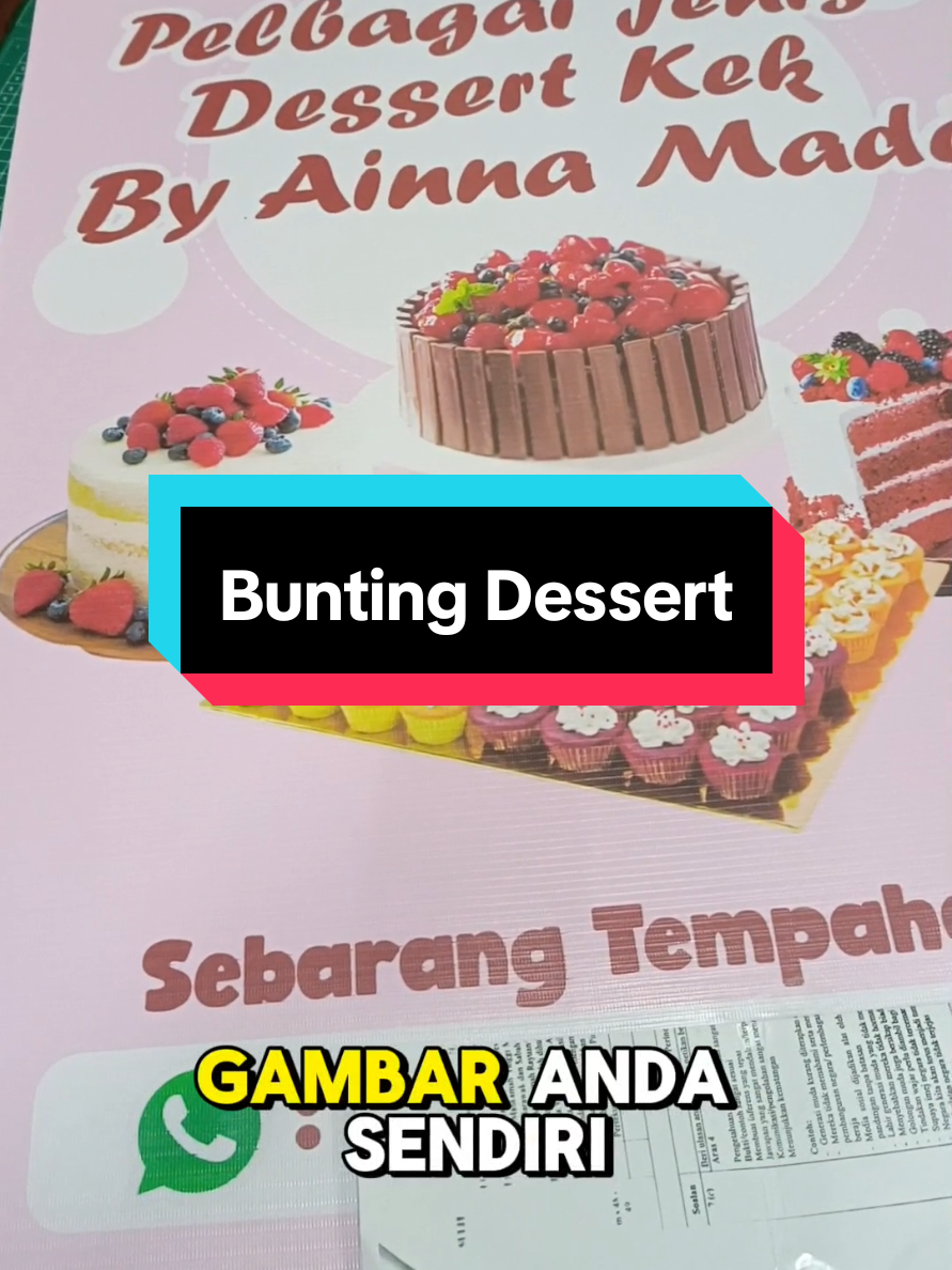 Peniaga dessert, ini saiz bunting 2x3 yang sesuai anda dapat kan untuk gantung pada gerai anda! 
