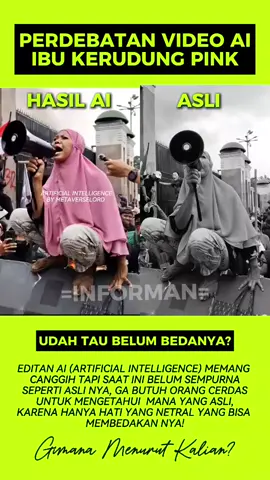 ini perbandingan video AI dan aslinya, prompt Ai nya dbuat mengikuti video aslinya tp tetap saja wajah tokohnya beda sm d video aslinya dan dubbing sm tutur kata hasil Ai aneh gak realistis #bedaaslidanpalsu #videoAi #videoasli #videoaslijilbabpink 