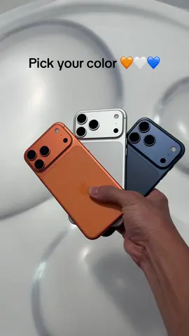 Which colour is your favourite in Iphone 17 Pro Max ?🧡🤍💙 #iphone17 #iphone17promax #newiphone #newcolor #iphonecase 