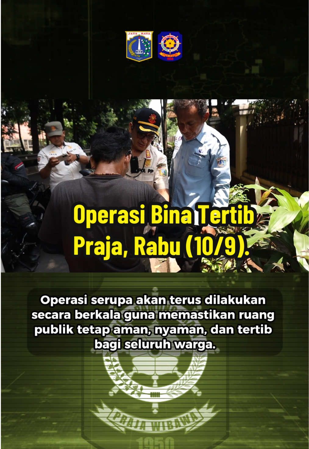 Melalui Operasi Bisa Tertib Praja, Satpol PP DKI Jakarta bersama lintas instansi bergerak aktif menjangkau warga yang membutuhkan perhatian khusus, agar mereka bisa mendapatkan layanan sosial yang tepat. Langkah ini bukan hanya soal penegakan aturan, tapi juga tentang perlindungan dan kepedulian terhadap sesama. Dengan tertib sosial, masyarakat bisa beraktivitas dengan tenang, sementara PPKS mendapatkan pembinaan serta pelayanan yang lebih baik.  Sobat Praja, yuk kita dukung bersama terciptanya Jakarta yang lebih tertib, aman, dan nyaman bagi semua.  👉 Menurut Sobat Praja, langkah kecil apa yang bisa kita lakukan untuk menjaga ketertiban di ruang publik? Tulis di kolom komentar ya!  #BinaTertibPraja #Penertiban #SatpolPPDKI #DKIJakarta #JagaJakarta    