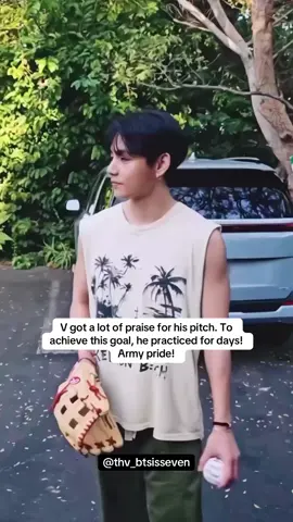 V got a lot of praise for his pitch. To achieve this goal, he practiced for days! Army pride! #v #taehyung #army #bts_official_bighit #parati 