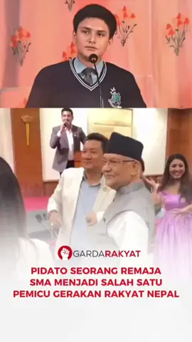 Sebuah video lama menunjukkan seorang bocah SMA di Nepal berpidato di sekolahnya menjadi viral di tengah demonstrasi besar-besaran di negara itu. Media lokal melaporkan video itu direkam pada Maret 2025 saat acara tahunan sekolah. Siswa yang tak disebutkan identitasnya itu berpidato di hadapan rekan-rekannya menggunakan kalimat yang kini seperti menjadi kenyataan. Dia berbicara tentang korupsi, pengangguran, dan penderitaan anak-anak muda yang terpaksa meninggalkan Nepal demi mencari nafkah di negara lain karena pemerintah gagal memberikan kemakmuran. .  #GardaRakyat #Nepal #GenZ 