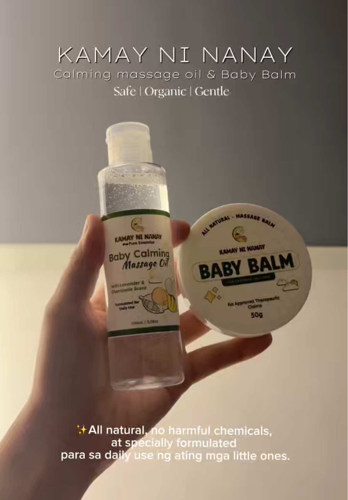 natural na alaga para kay baby 👶🏻 Safe, organic, at Gentle. #kamayninanay #babycare  #mommytips #babybalm #massageoil 