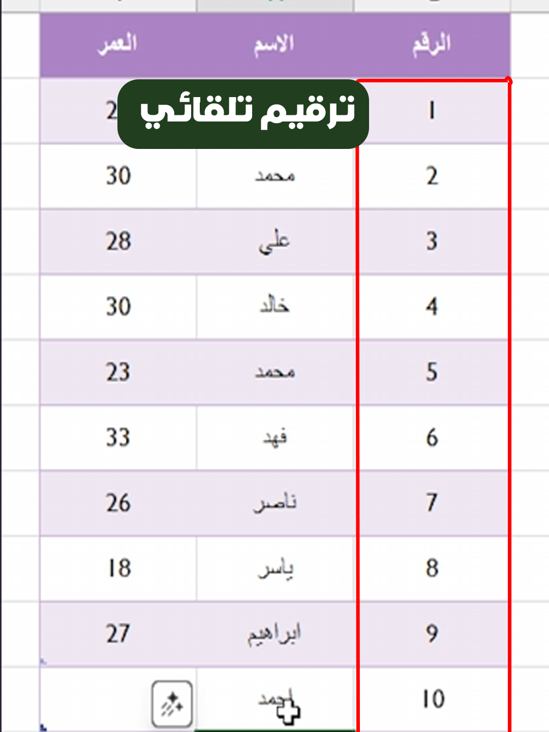 كيف تسوي ترقيم تلقائي للجدول في الإكسل 2025 ؟ #excel