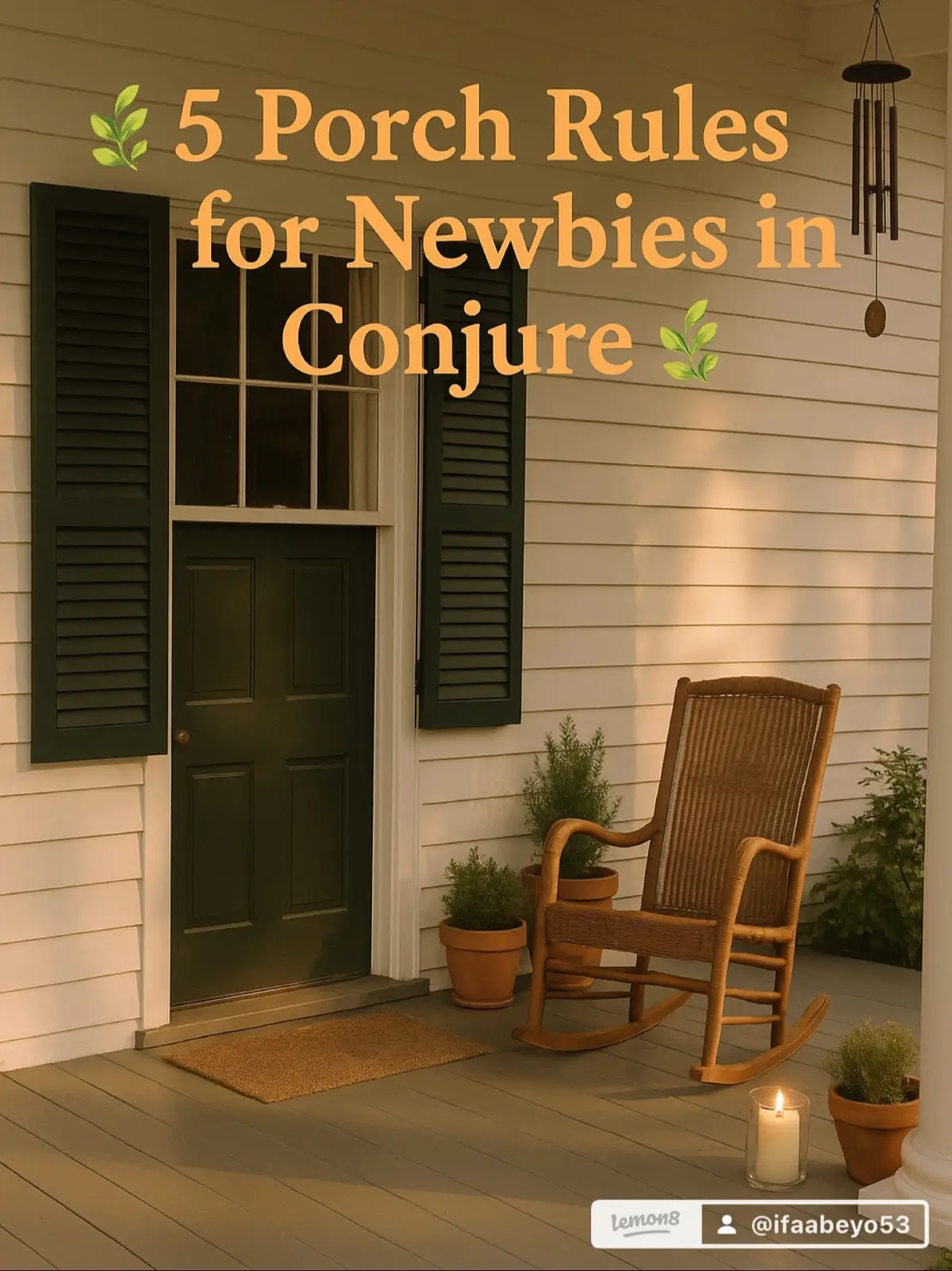 🌿 5 Porch Rules for Newbies in Conjure 🌿 	1.	Respect the Elders. 👵🏾🧓🏾 Don’t come on this porch thinkin’ you know more than the ones who been prayin’, rootworkin’, and survivin’ longer than you been alive. Sit, listen, and learn. 	2.	Keep Your Spirit Clean. 🕯️🧹 Ain’t no rootwork gonna stick if your heart messy, your mind cloudy, or your mouth full of bitterness. Clear yourself before you try clearin’ anything else. 	3.	Don’t Rush the Work. ⏳🌿 Conjure is like a pot of greens it need time to simmer. If you try to rush Spirit, you gon’ end up with somethin’ half-done and tasteless. 	4.	Protect Your Porch. 🚫👀 Not everybody who smiles at you got good intentions. Learn to sweep out bad energy, close your gates, and keep your circle tight. 	5.	Honor Every Morning. 🌞🙏🏾 Each sunrise is its own spell, its own prayer answered. Treat it like gold, ‘cause that’s the strongest work you’ll ever hold in your hands. ✨ Porch Wisdom: Conjure ain’t just somethin’ you do it’s somethin’ you live. 💛 #PorchRules #MessageToTheNewbies #WisdomWednesday