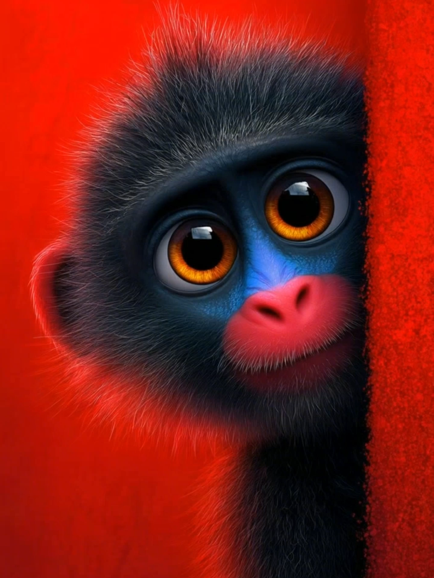 Live Wallpaper | The cheeky little one 🙈🤪 #cutemonkey #livewallpaper #mandrill #monkeymood #adorable #cartoonstyle #happyvibes #cuteanimal #aivideo #peekaboo #phonewallpaper