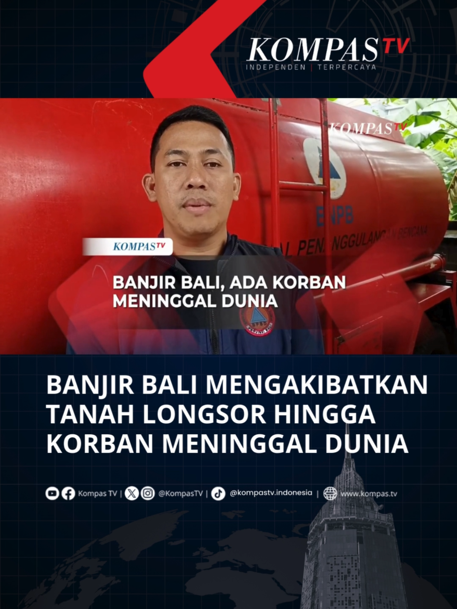 Banjir telah mengepung Bali, terutama di Denpasar. Hujan yang turun sejak Selasa, 9 September 2025 memicu terjadinya banjir. Hingga berita ini dibuat sebanyak 55 titik banjir telah dilaporkan kepada pihak Badan Penanggulangan Bencana Daerah atau BPBD Bali. BPBD Bali Rabu, 10 September 2025 menegaskan, ditemukan pula insiden tanah longsor dan korban meninggal dunia akibat tertimpa bangunan. Peristiwa tersebut terjadi di Gianyar, Bali. Tuliskan komentarmu dan dapatkan berita terkini lainnya di www.kompas.tv serta youtube.com/kompastv #SOROTKompasTV #TikTokBerita