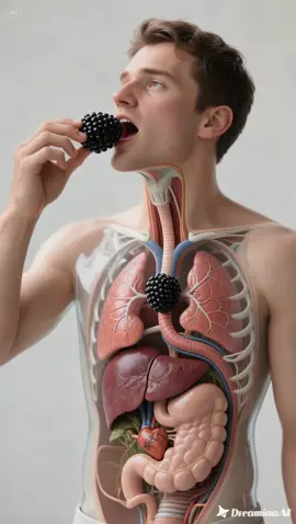What happens when you eat blackberry 😱😱😱😱 #3d #anatomy #blackberry #humananatomy #unhealthyfood 