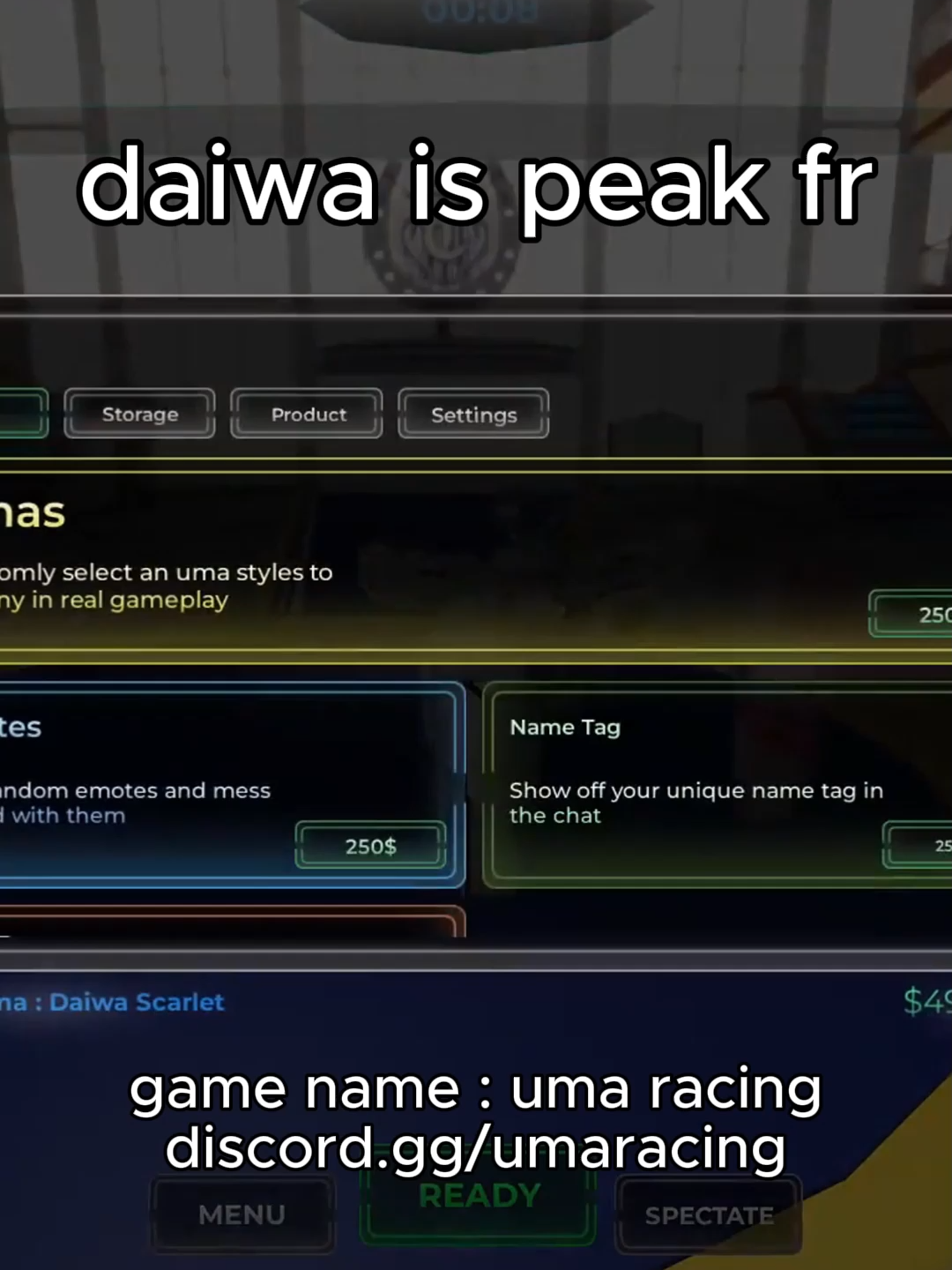 game name : uma racing#roblox #robloxfyp #uma #umamusume #umamusumeprettyderby #horseracing #fyp #anime #robloxanime