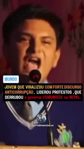 Avishkar Raut , jovem que viralizou com forte discurso anticorrupção no Nepal , liderou protestos que derrubaram o governo comunista. #Nepal #geraçaoz #protestos #censura #brasil 