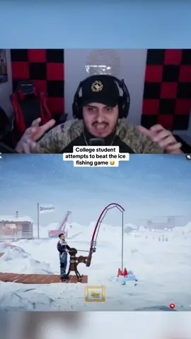 College student attempts to beat the ice fishing game 😭 #kickstreaming