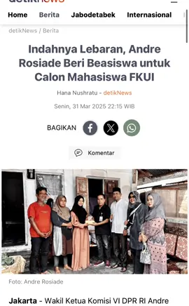 Melalui beasiswa kuliah, Andre Rosiade memastikan banyak mahasiswa Sumbar tetap bisa belajar di kampus. Dari keluarga sederhana, lahir generasi emas yang siap membangun bangsa.#andrerosiade #dpr #gerindra #dpr #beasiswa