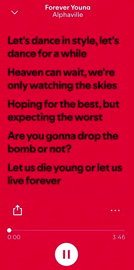 𝐒𝐎𝐍𝐆: Forever young by Alphaville #foreveryoung #alphaville #spotify 💫