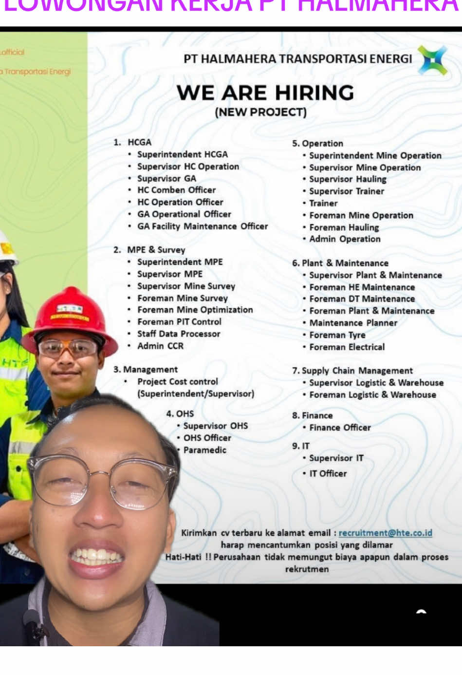 Info loker lowongan kerja terbaru 2025. Rekruitmen PT Halmahera Transportasi Energi membuka peluang bagi Anda yang siap berkontribusi pada strategi proyek energi. 🌟 Lingkungan kerja profesional 🌟 Peluang pengembangan diri 🌟 Manfaat menarik 📢 Yuk, daftar sekarang dan jadilah bagian dari tim kami! 🔗  https://inginkerja.id/pt-halmahera-transportasi-energi-hte/ #infoloker #carikerja #lowongankerja #lokerterbaru #loker2025 