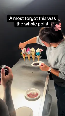 That last finishing touch on a loaded cone really makes all the difference! #theyardmilkshakebar 
