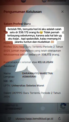 9th budara pengen jadi selebgram dan gurupreneur.. hahaha tapi disaat pasrah, ada hal2 yg seperti dirumitkan, ada hal2 yg tiba2 dimudahkan.. salah satunya adalah ini.. tiba2 mudah, tiba2 ada harapan, aku terima jalanku, semogaa bs menjadii guru yg selalu dirindukan kehadirannya.. mimpi Dara kecil masih ada, kita raih pelan2 yaaa💝 #ppgdaljab #ppg2025 #kontenguru #gurutiktok #gurusmk 