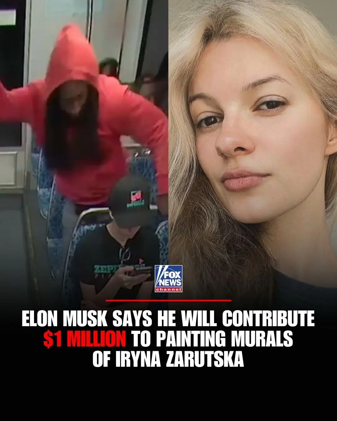 NEW: Elon Musk is offering $1 million to fund murals in major U.S. cities featuring the face of Iryna Zarutska, the Ukrainian refugee fatally stabbed in a random attack by a man with 14 prior arrests while she was riding a train home from work. President Trump has called for Decarlos Brown Jr. to face the death penalty for the alleged murder. 