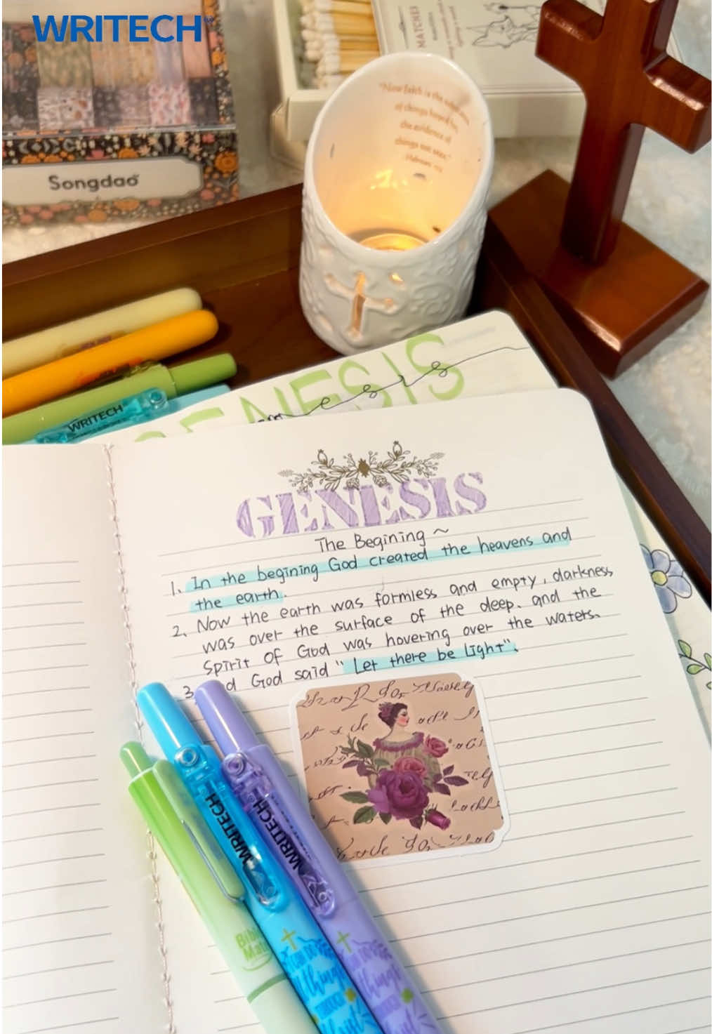 Bible study🌿 Genesis ❤️From the first page, God already had you in mind.🙏#biblestudy #biblejournaling #highlighter #tiktokshop #fyp 