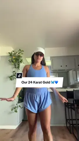 Our 24k gold labubu: this set 🦋 #shorts #blue #matchingset #sportsbra #activewear 