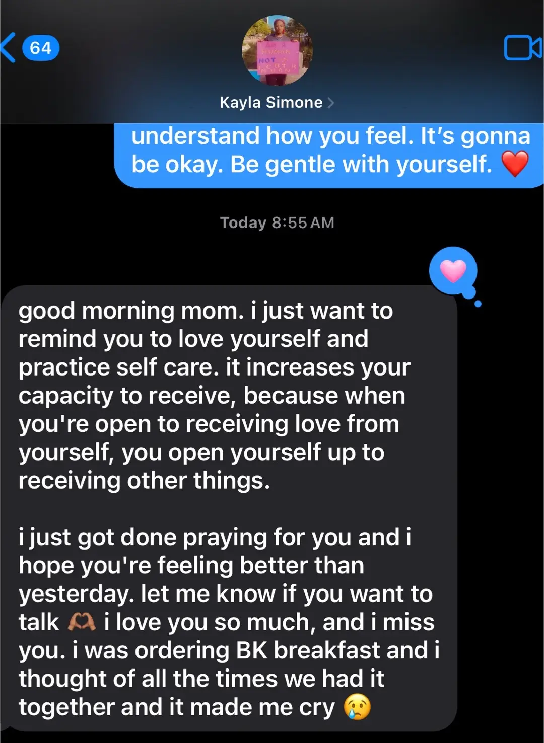 My daughters are so kind to me. From morning talks with Sue to text messages from Kayla…they see me and I see them! 🥰❤️ #encouragement #pourintooneanother #mydaughtersarethebest #fyp #family 