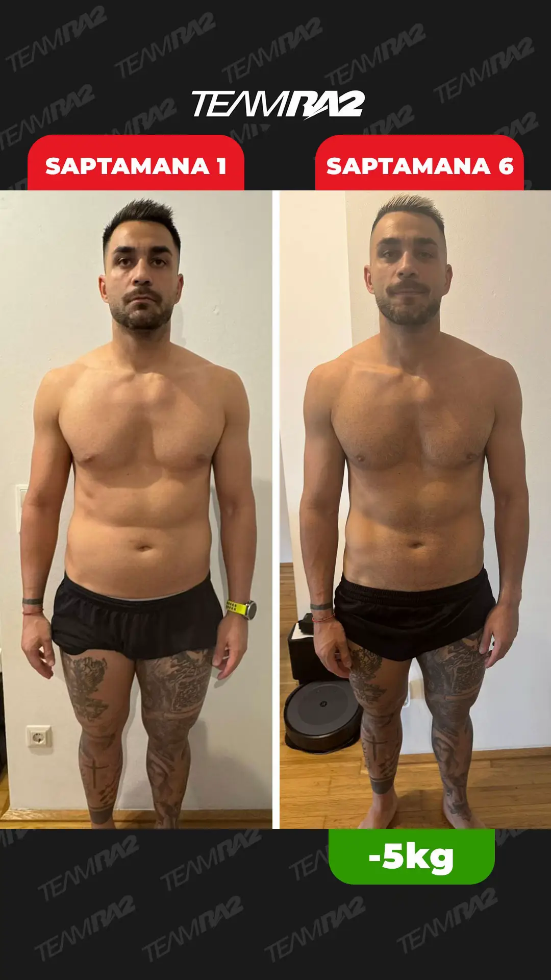 Jucător de fotbal, înainte nu a reușit să slăbească cu toate dietele pe care le-a încercat. Acuma după 6 săptămâni, cu implementarea unui plan alimentar făcut pe nevoile lui, a reușit să slăbească. Dacă dorești și tu să slăbești, lasă un comentariu cu “FOTBALIST” și noi o să revenim către tine.