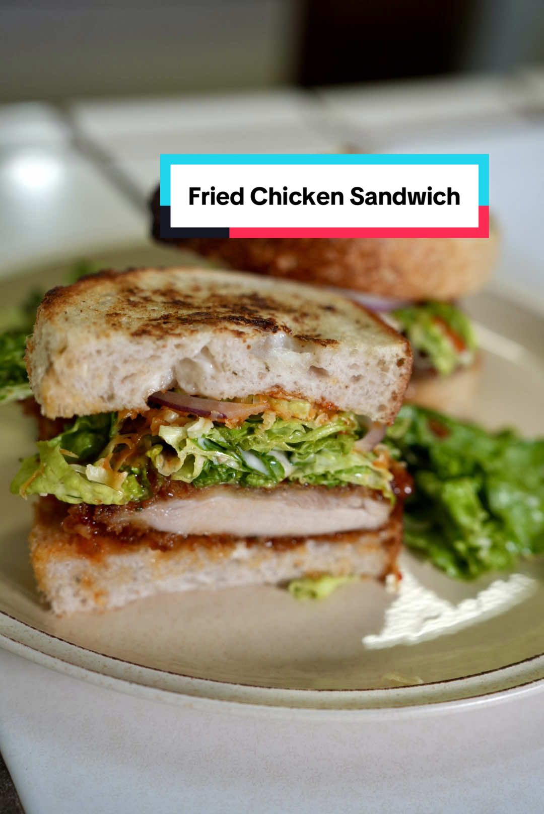 Fried Chicken Sandwich with a Caesar Salad Topping. Fire!  #EasyRecipe #chicken #Foodie 