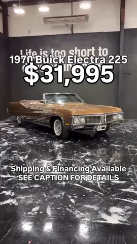 1970 Buick Electra 225 $31,995 Odometer reading- 87,362 Interior condition-Perfect body and interior  Ac blows cold  Custom sound system  Top works Og vogue tires Cragar wheels  Financing available- $426 Monthly W/10% Down WAC Worldwide shipping Pictures and videos on rollingmuseums.com Price- $31,995 Services Provided Classic Car Sales, Buying, Consignment, and Repair Rolling Museums Huntville AL 35806 256-621-7922- (Shop Cell) FaceTime Available 256-801-4409- (Landline) Mon-Fri 9am-5pm CST . . . . #1970BuickElectra225 #BuickElectra225 #1970Buick #Electra225 #BuickElectra                        