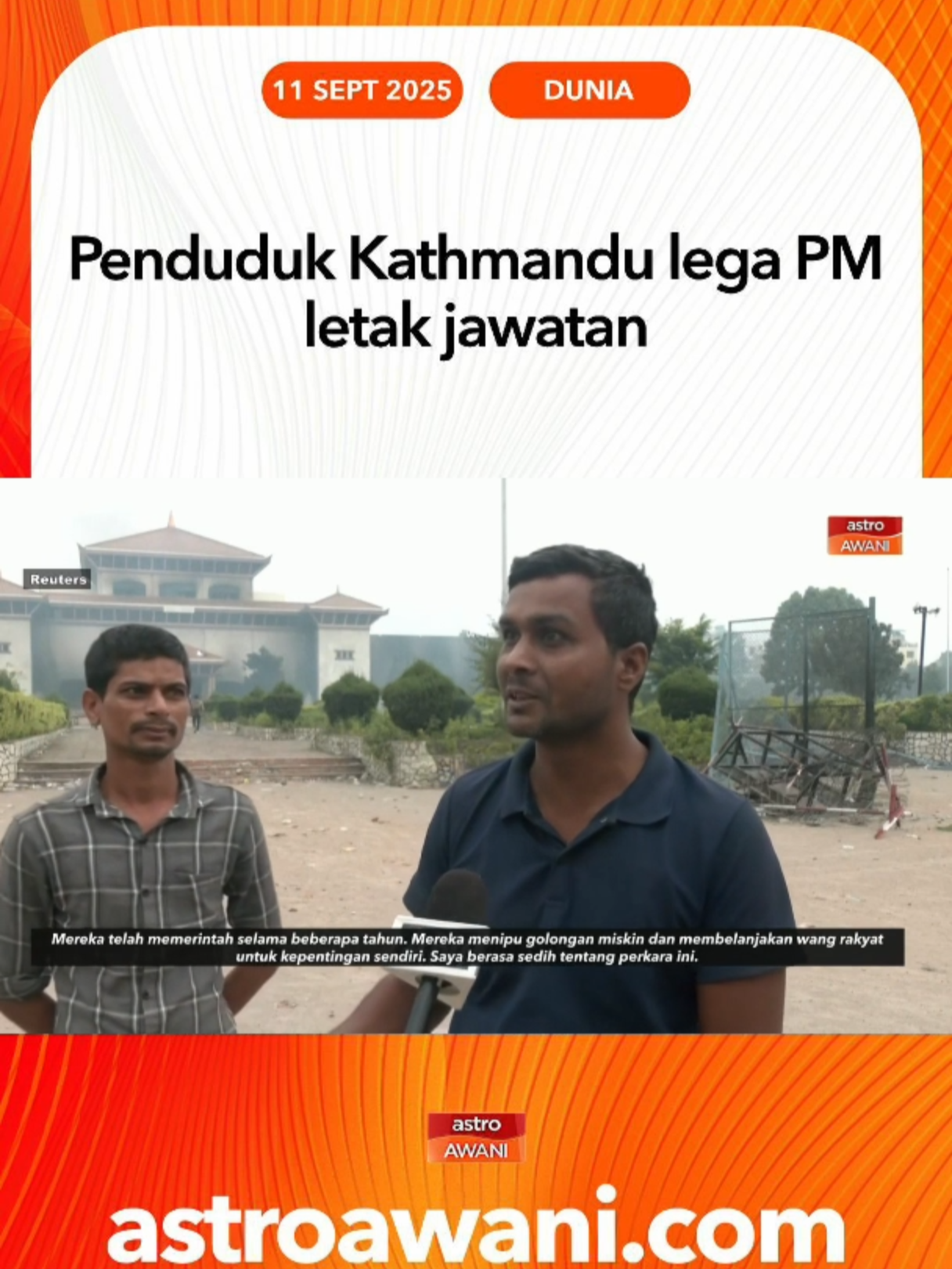 K. P. Sharma Oli meletak jawatan sebagai Perdana Menteri Nepal susulan protes besar-besaran, dengan rakyat menyuarakan harapan terhadap reformasi dan keadilan sosial. #AWANInews
