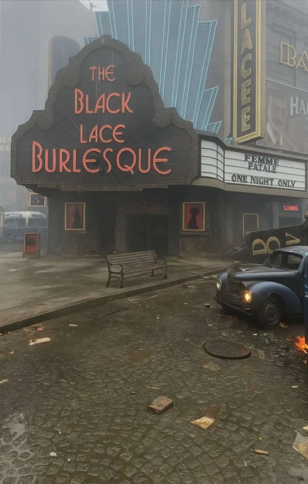 The city is exactly how I left it. Something feels different. Feels more like a dream. This would’ve been amazing to see back in its prime #shadowsofevil #soe #blackops3 #blackops #alternateuniverse #motd #liminal #1940 #1930s #
