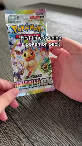 First time opening a pokemon pack EVER in my life. My brother used to collect back in the days and I took over his binder. It’s not much but he has a holo eevee 🤔 I don’t know what made me want to get into collecting these 🥲 but I had my friend bring me some packs back when he was stationed at Korea. I won’t be selling any cards - only trading if I get duplicates with friends ☺️ I have 2 more of these packs 👀 I’ll open them next time 🤣 #collection #pokemoncards #firsttime #pokemontiktok 