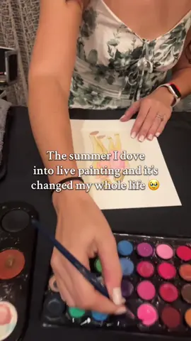 The summer I picked up live painting was the start of something I never saw coming…coast to coast, the most amazing people, and endless opportunities! #livepainting #liveweddingpainter #artistsoftiktok #travelingartist 