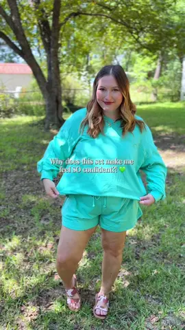 Can we talk about how flattering this lounge set is?! Obsessed with the fit + color 💚 #PlusSizeStyle #OOTDInspo #TikTokFinds #LoungeSet #ComfyAndCute #EverydayOutfits #AffordableFashion #TikTokShopFinds #casualoutfitsideas  #CapCut 