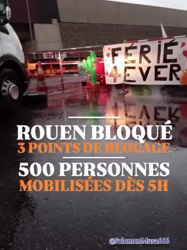 ROUEN TOUT BLOQUÉ 💥🇨🇵💥 Depuis 5h du matin, plusieurs centaines de personnes sont rassemblées sur le rond point des vaches, lieu historique de la mobilisation dès Gilets jaunes. À 11h, le blocage tiens toujours dans les deux sens de circulation.  Depuis 6h, le rond point du Loup à Canteleu est également occupé. #rouen #france #manifestasion #laval #mayenne 