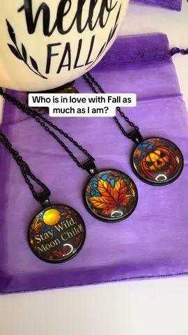 These are adorable!  Perfect for the fall vibe aesthetic.  I am wearing the Maple Leaf one today.  Adorable handmade fall jewelry 🎃 🍁 ❤️ #fallvibes #handmadejewelry #tiktokshop #fyp #fallnecklace 