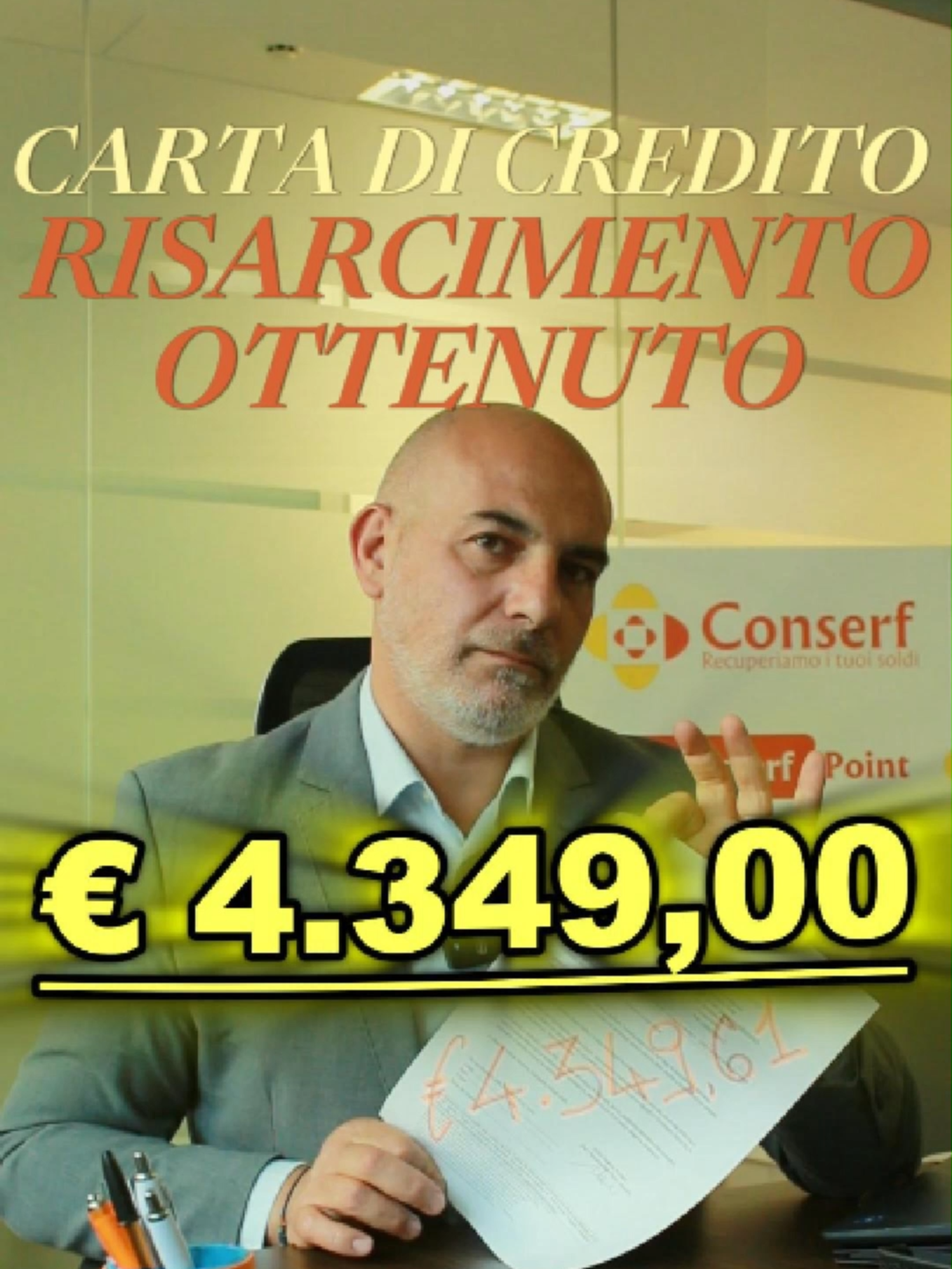 ABBIAMO ANALIZZATO UNA CARTA DI CREDITO REVOLVING ED ABBIAMO SCOPERTO CHE IL CONTRATTO AVEVA UN'ANOMALIA CHE HA FATTO RECUPERARE AL CLIENTE LA SOMMA DI € 4.349,00 RICORDATE!!!! QUANDO IN UN PRESTITO PERSONALE AVETE UN TAN SUPERIORE AL 12%, SPESE ASSICURATIVE, SPESE DI ISTRUTTORIA E QUALSIASI ALTRA SPESA CHE LA BANCA ADDEBITA A VOI, FATE CONTROLLARE IL CONTRATTO PERCHE' POTRESTE AVERE DIRITTO AD UN RISARCIMENTO DI TUTTE LE SPESE E DI TUTTI GLI INTERESSI. Verifica se anche tu hai diritto ad un risarcimento su: - Prestiti personali - Cessioni del quinto - Carte di credito CONTATTACI PER UN CONTROLLO 351.672.9487   www.conserf.it #news #cessionedelquinto #prestiti #rimborsoprestito #Rimborsi #interessi #giustiziafinanziaria #finanza #finanzapersonale #stranieriinitalia #banche #vittoria #conserfitalia #RECUPERO #ANOMALIEFINANZIARIE #CARTE DI #cartedicredito