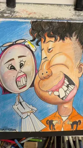 Nice couple from Japan. #caricature #funny #art #fyp 
