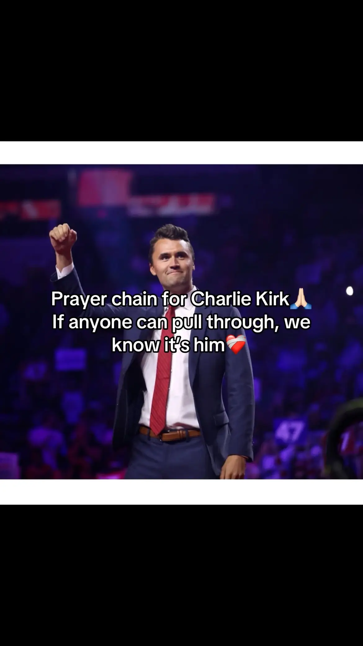 I’m sick to my stomach seeing this and writing this right now, there’s so much hate in this world. Charlie is Strong in his Faith, an Amazing Husband & Father everyone stop what you’re doing and pray!!!! #charliekirk #prayerwarriors #prayrightnow #thisworldneedsjesus 