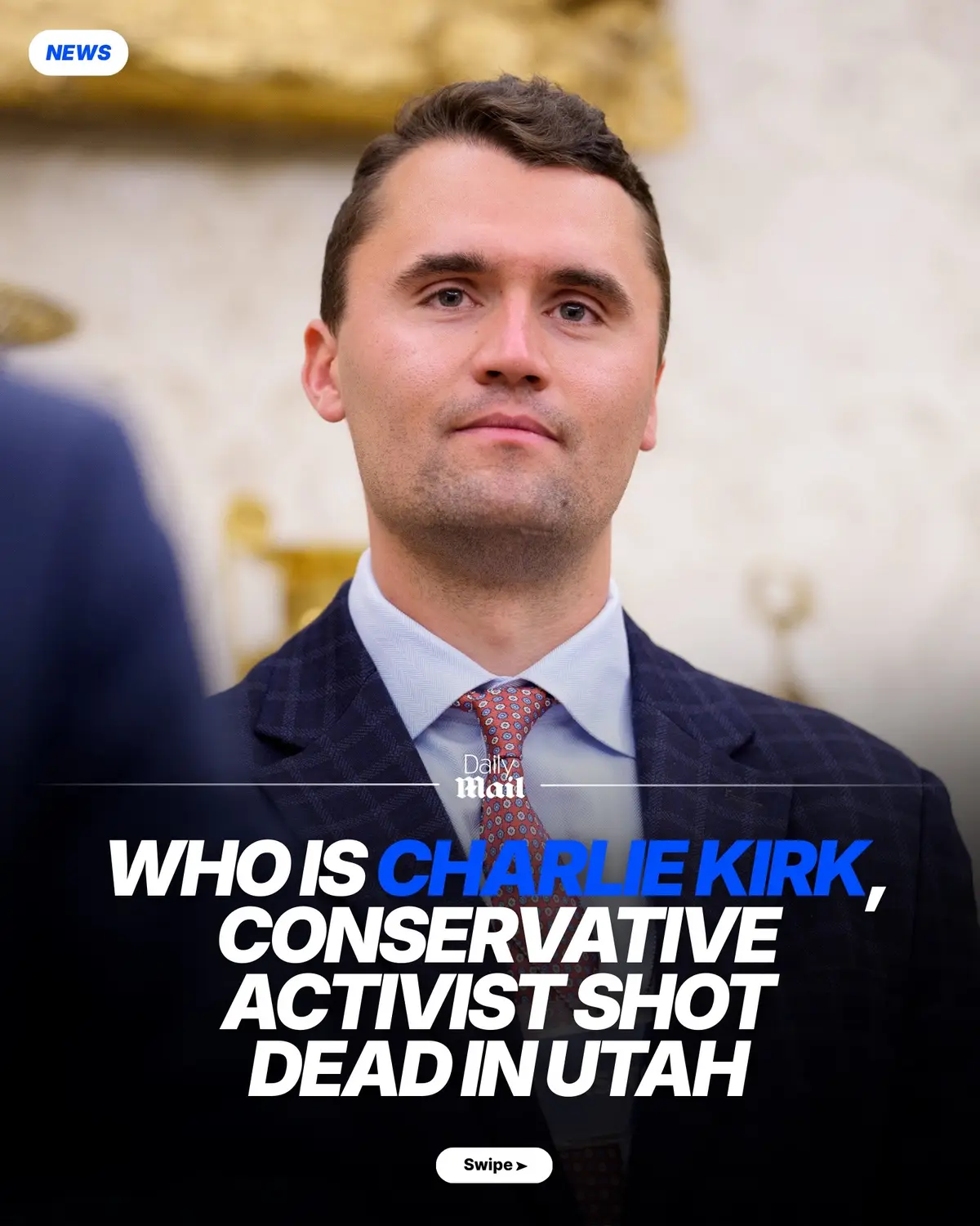 Conservative influencer and Turning Point USA CEO Charlie Kirk has died after being shot in the neck at an event at Utah Valley University, and the suspect is still on the loose. President Trump, who counts Kirk as a loyal ally, confirmed his death on social media. Read the full story at Daily Mail. #news #utah #charliekirk