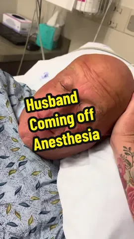 My husband right after his endoscopy. 😂 #endoscopy #anesthesia #loopy #what #funny 