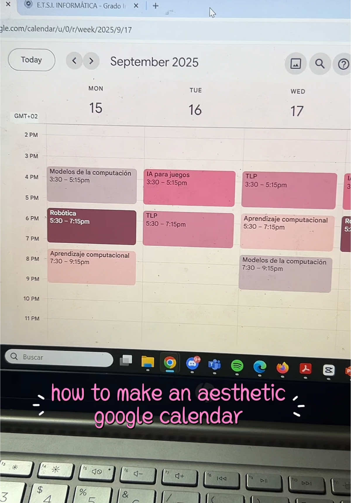 this is how i customize my google calendar 🩷 i swear it makes my life so much organized😩💞 #googlecalendar #studytok #womeinstem #productivity #college 