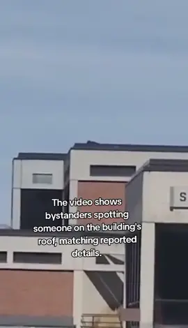 The video shows bystanders spotting someone on that building's roof, matching reported details. No indications it's fake, though the suspect's status varies in reports (some say in custody, others at large). #charliekirk #UtahValleyUniversity 